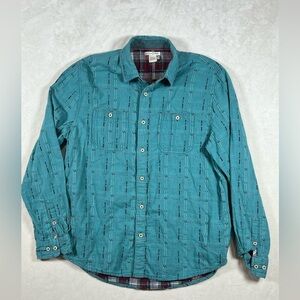 Carbon2Cobalt Size Medium 100% Cotton Flannel Lined Teal Embroidered Shirt C22